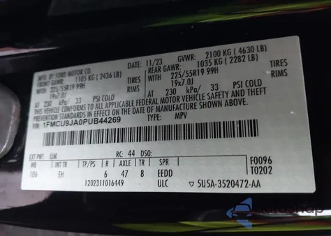 2023 Ford Escape Platinum from USA, damaged, VIN 1FMCU9JA0PUB44269